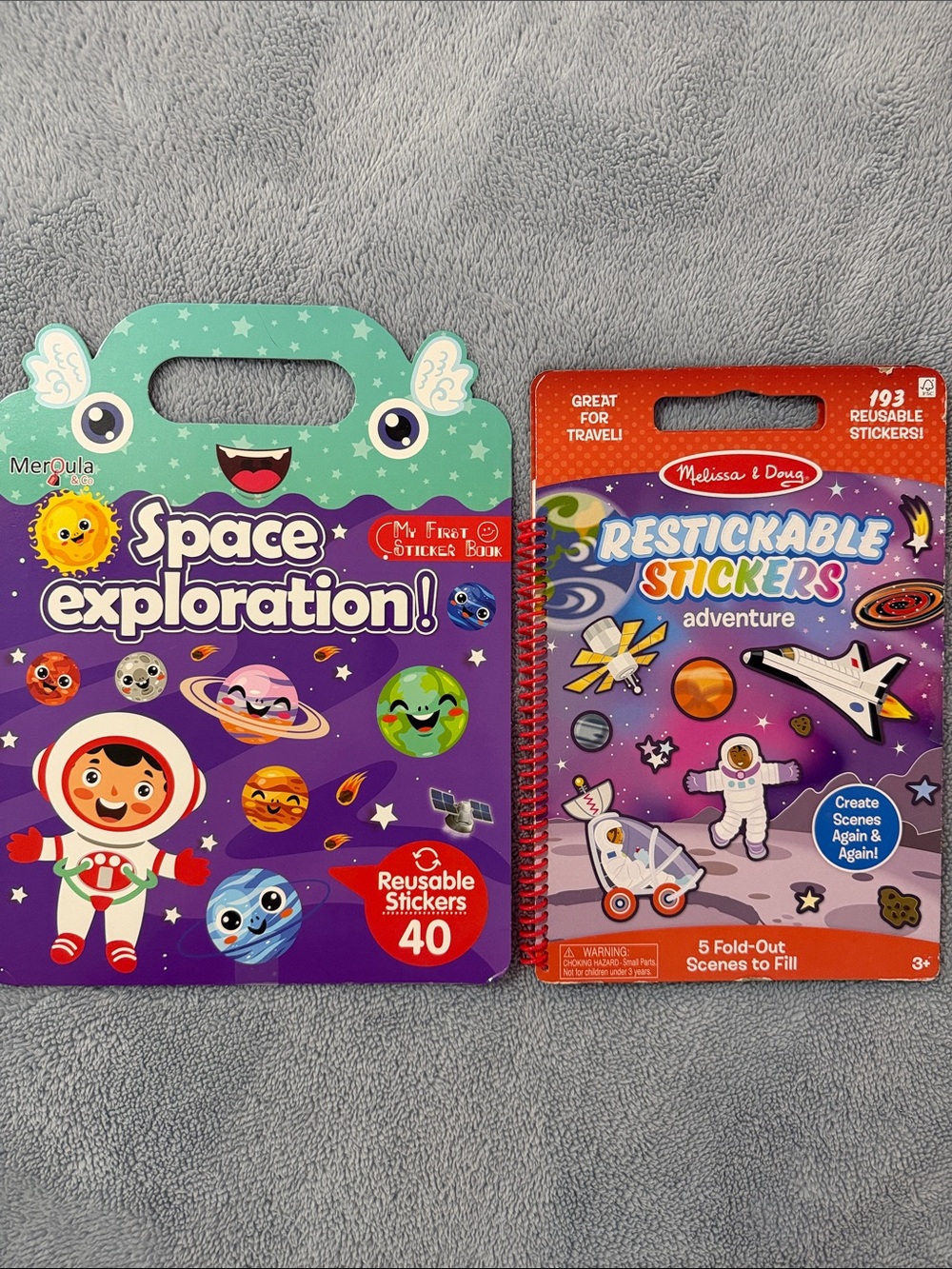 Melissa & Doug Space Exploration Reusable Sticker Books - Purple & Teal - New